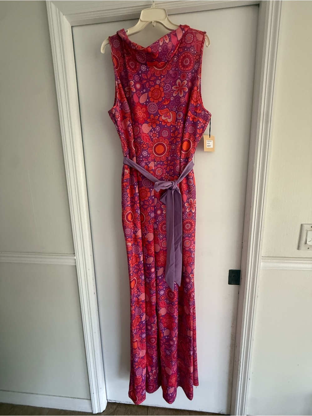 NWT Smak Parlour Floral Jumpsuit with Purple Tie Belt